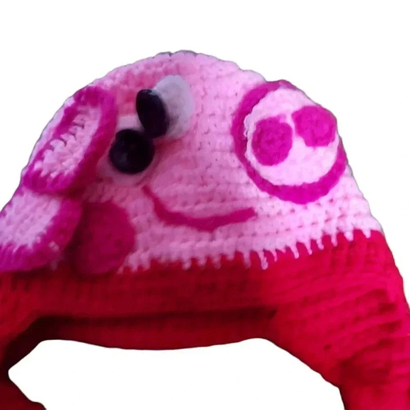 Pippa The Pig Knitted Pink Beenie Hat for Girls - Picture 2 of 5